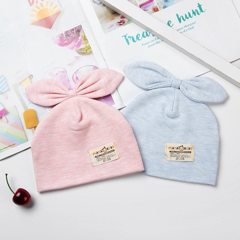 Solid Cotton Newborn Baby Hat with Ears