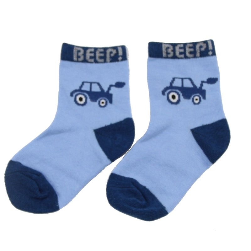 Baby Boy's Cartoon Car Print Socks 5 Pairs Set