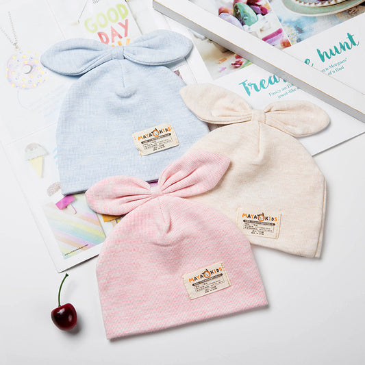 Solid Cotton Newborn Baby Hat with Ears