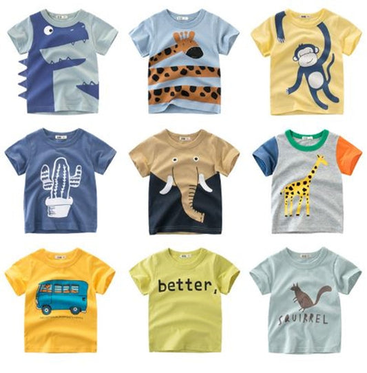 Summer Boy's Cartoon Printed Cotton T-Shirt