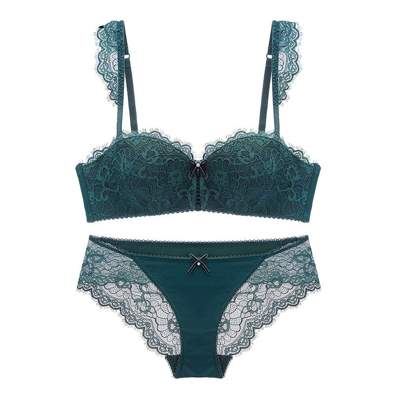 Women's Deep V Push Up Bra Panty Set