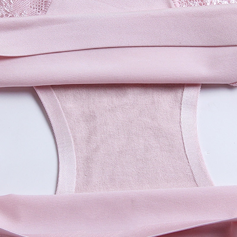 Women's Lace Trim Seamless Panties 3 Pcs