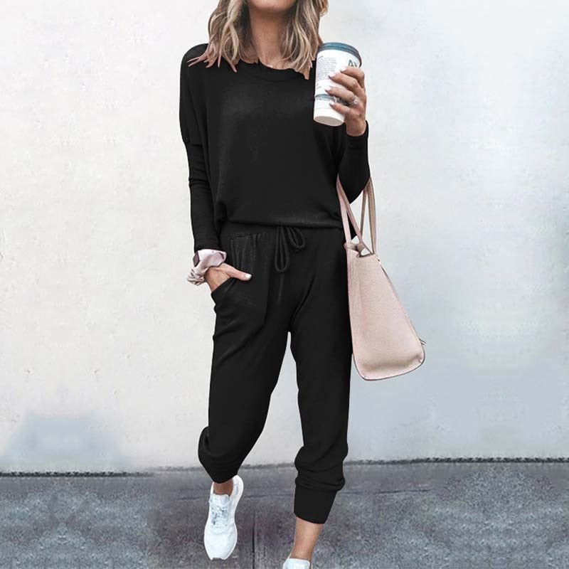 Cotton and Polyester O-Neck Pajamas Set