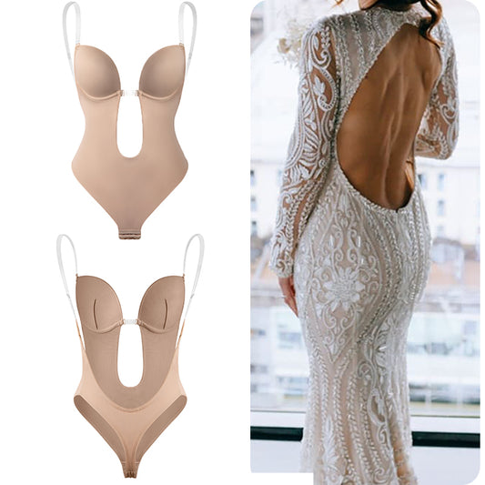 Backless Deep V-Neck Body Shaper