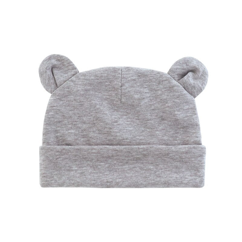 Solid Cotton Newborn Baby Hat with Ears