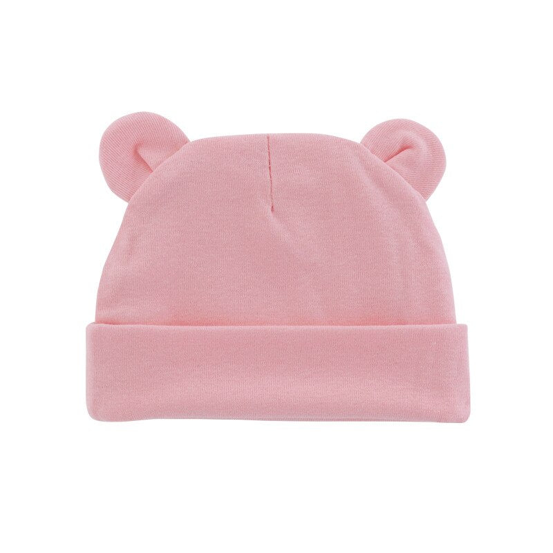 Solid Cotton Newborn Baby Hat with Ears
