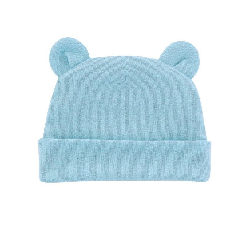Solid Cotton Newborn Baby Hat with Ears